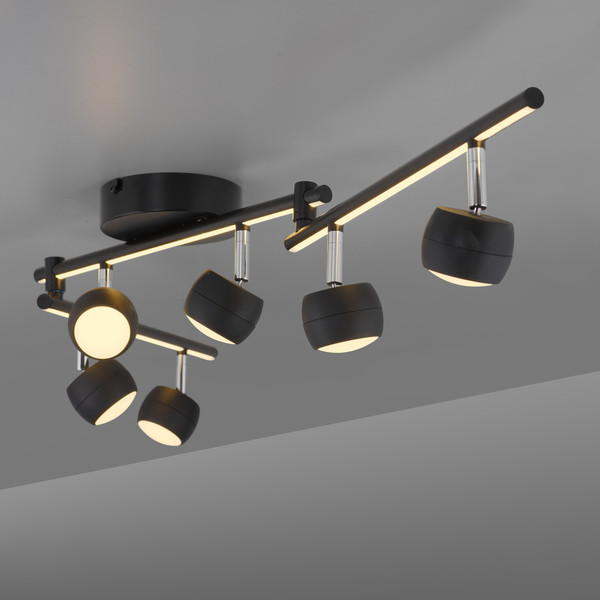 JUST LIGHT JARIK LED Deckenleuchte Warmweiss 16W 7-fach schwarz 11403-18