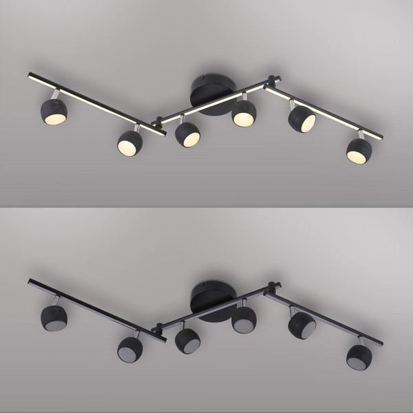 JUST LIGHT JARIK LED Deckenleuchte Warmweiss 16W 7-fach schwarz 11403-18