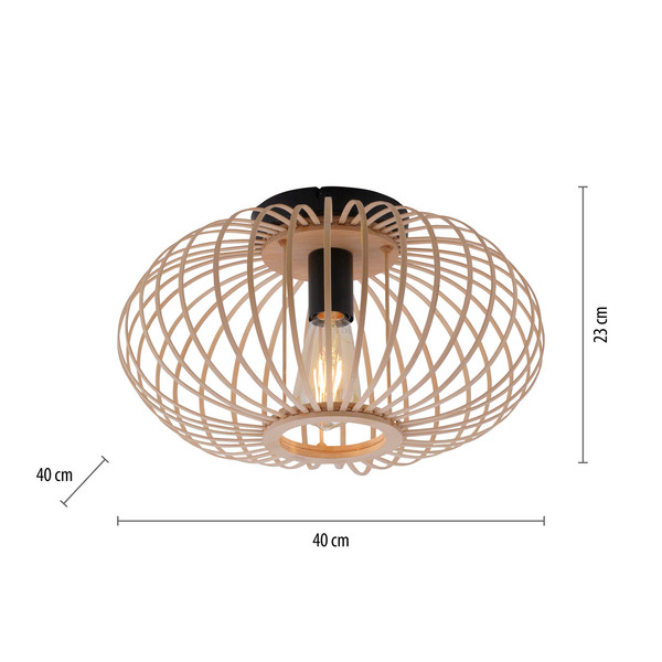 JUST LIGHT RACOON Deckenleuchte E27 max. 40W Holz-natur 11410-79
