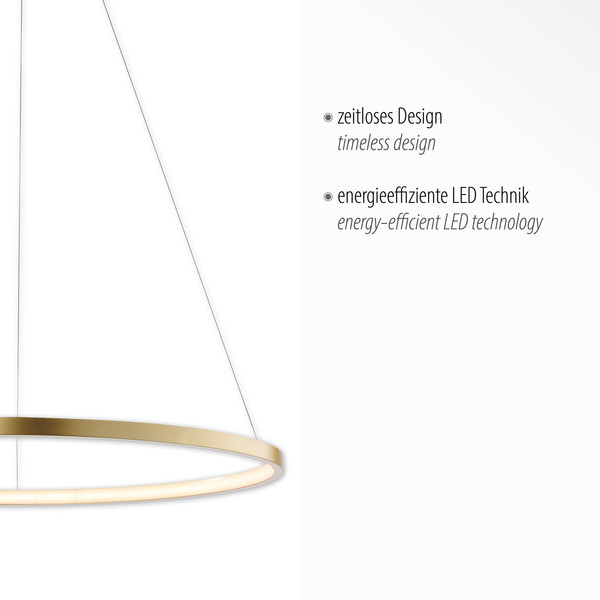 JUST LIGHT CIRCLE LED Pendelleuchte Warmweiss 29W gold 11524-12
