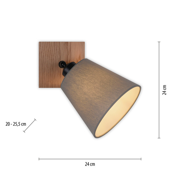 JUST LIGHT GERDA MICHEL Wand- und Deckenleuchte E27 max. 40W Holz-natur 11581-79