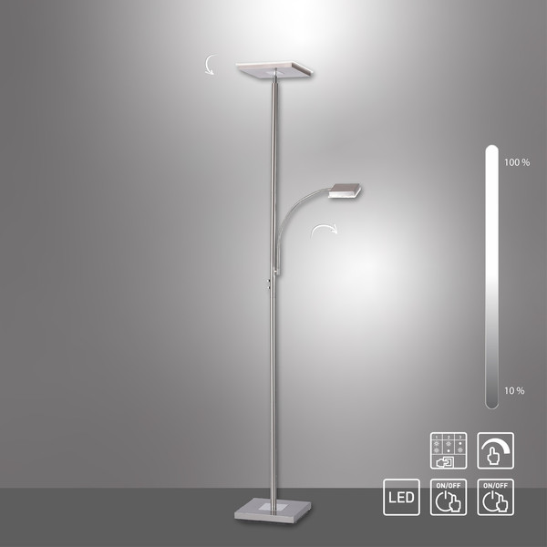 JUST LIGHT HANS LED Stehleuchte Warmweiss Dimmbar 25,5W 2-fach stahl 11710-55