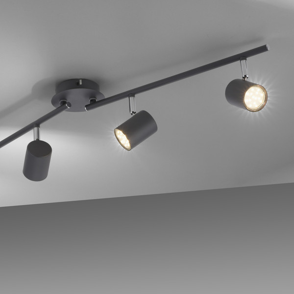 JUST LIGHT TARIK Deckenleuchte GU10 Warmweiss max.18W 4-fach anthrazit 11944-13