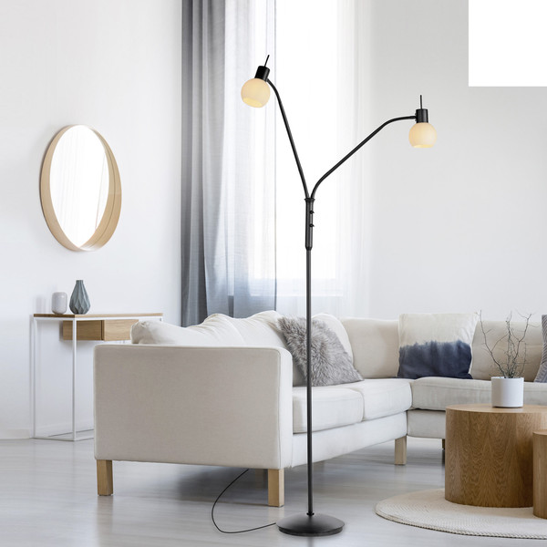 JUST LIGHT LOKI Stehleuchte E14 Warmweiss max.10W 2-fach schwarz 12158-18