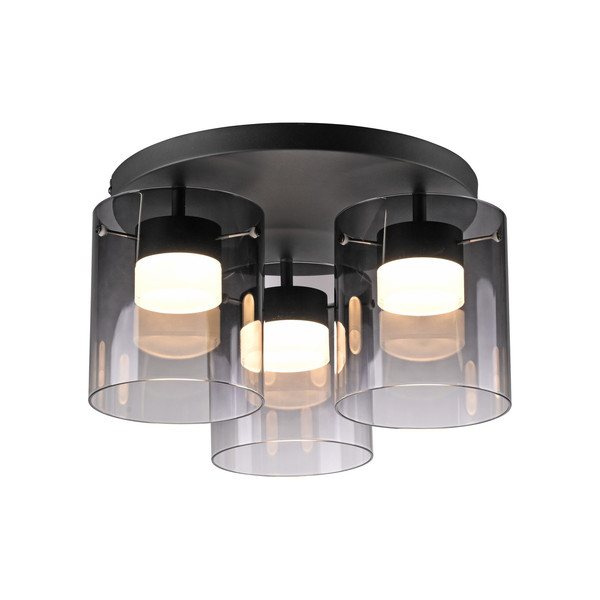 JUST LIGHT ELIO LED Deckenleuchte Warmweiss Dimmbar 22,5W 3-fach schwarz 14041-18