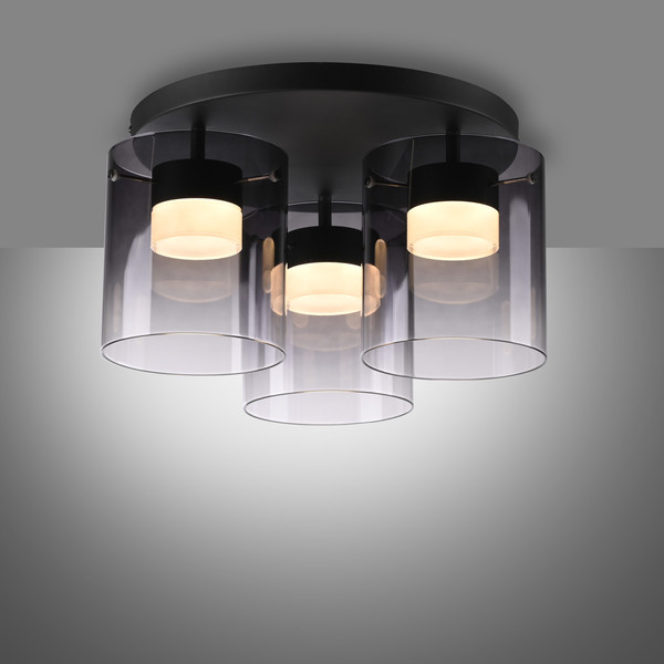 JUST LIGHT ELIO LED Deckenleuchte Warmweiss Dimmbar 22,5W 3-fach schwarz 14041-18