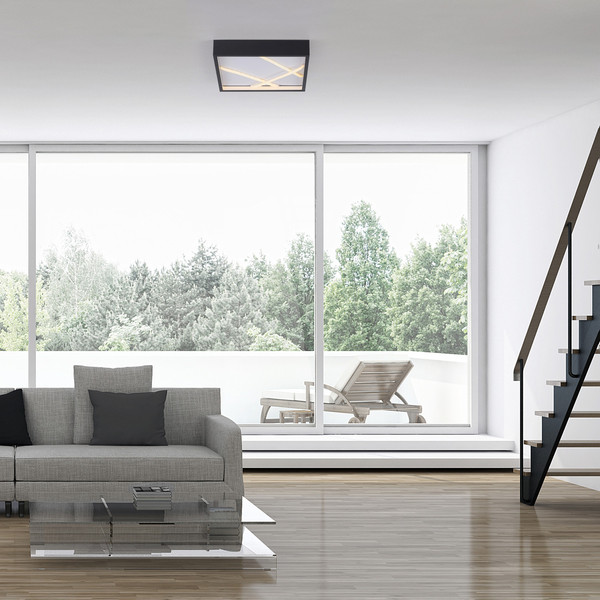 JUST LIGHT MIKADO LED Deckenleuchte Warmweiss Dimmbar 28W schwarz 14092-18