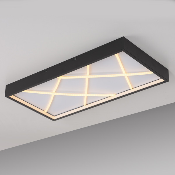 JUST LIGHT MIKADO LED Deckenleuchte Warmweiss Dimmbar 42W schwarz 14094-18