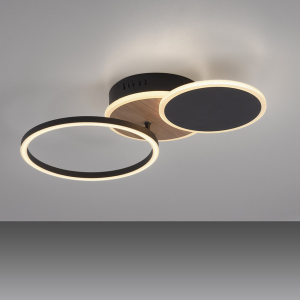 JUST LIGHT SEVENT LED Deckenleuchte Warmweiss 25,5W Holzdekor 14116-78