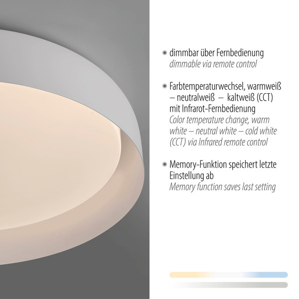 JUST LIGHT OSKO LED Deckenleuchte CCT Dimmbar 36,5W weiss 14216-16