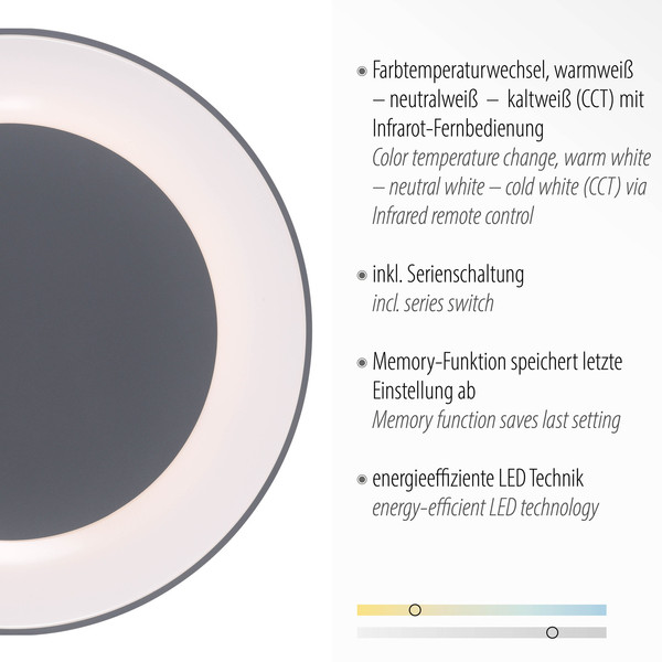 JUST LIGHT ANIKA LED Deckenleuchte CCT Dimmbar 54W grau 14327-18
