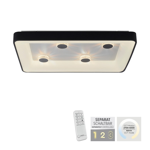 JUST LIGHT VERTIGO LED Deckenleuchte CCT Dimmbar 45W schwarz 14385-18