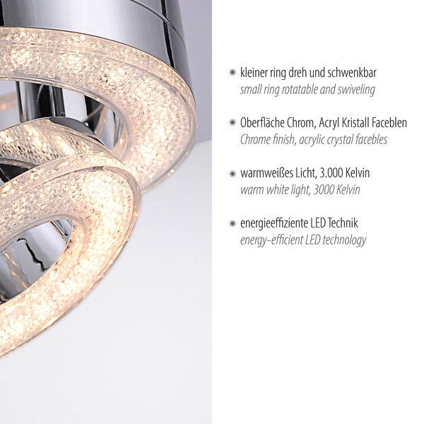 JUST LIGHT TIM LED Deckenleuchte Warmweiss 10W chrom 14521-17