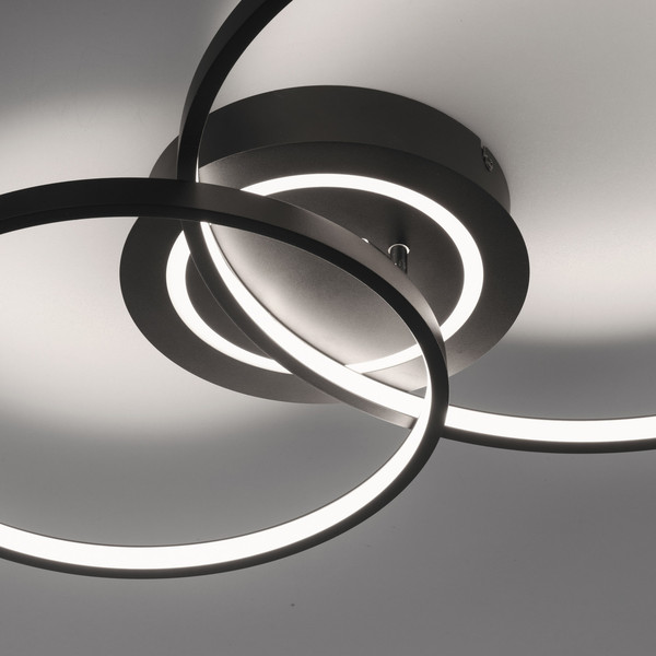 JUST LIGHT ASMINA LED Deckenleuchte Warmweiss 27,6W 2-fach schwarz 14540-18