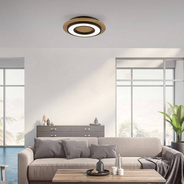 JUST LIGHT TOLA LED Deckenleuchte Warmweiss 16W schwarz 14560-18