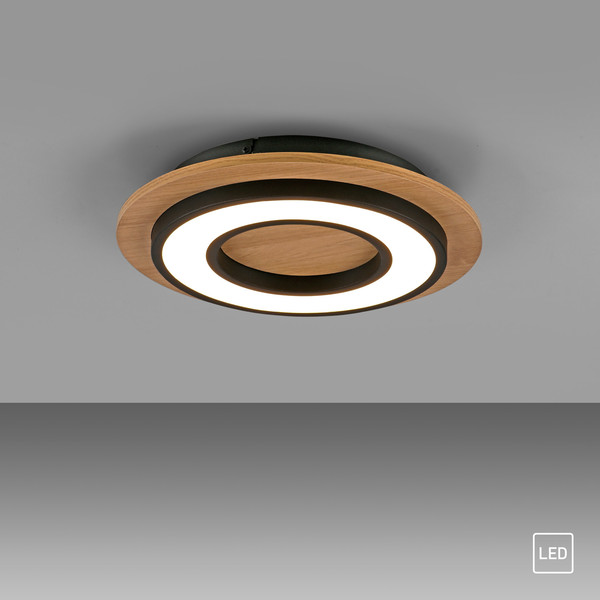 JUST LIGHT TOLA LED Deckenleuchte Warmweiss 16W schwarz 14560-18