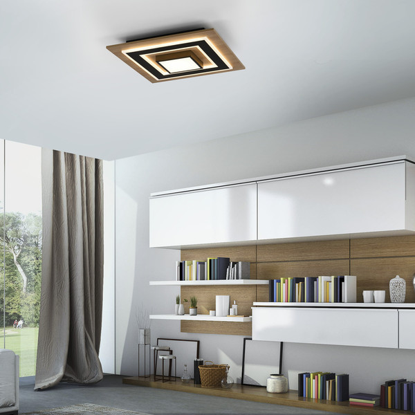 JUST LIGHT TOLA LED Deckenleuchte Warmweiss 26W 2-fach schwarz 14563-18
