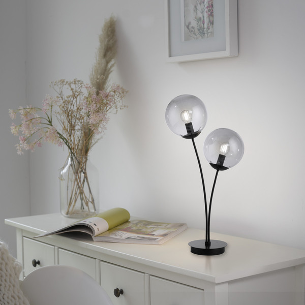 JUST LIGHT BIG WIDOW Tischleuchte E14 max. 25W 2-fach schwarz 14605-18