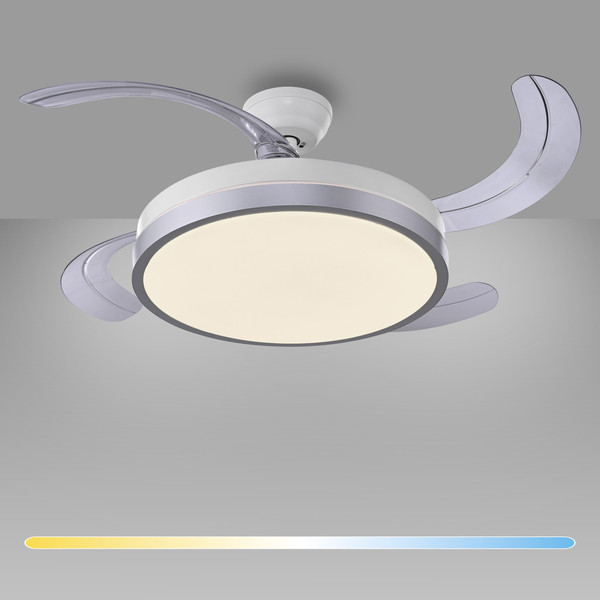 JUST LIGHT KOPTA LED Deckenleuchte mit Ventilator CCT Dimmbar 27W silber 14625-21