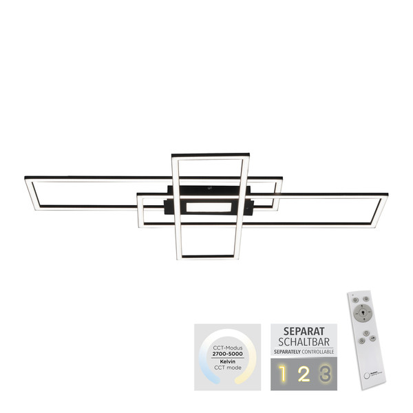JUST LIGHT ASMIN LED Deckenleuchte CCT Dimmbar 45W schwarz 14693-18