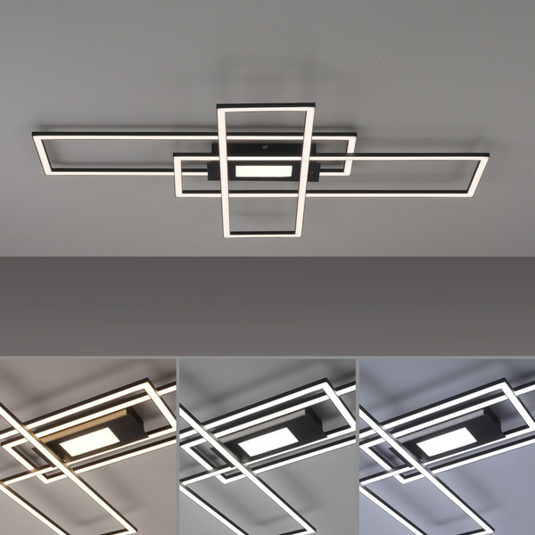 JUST LIGHT ASMIN LED Deckenleuchte CCT Dimmbar 45W schwarz 14693-18
