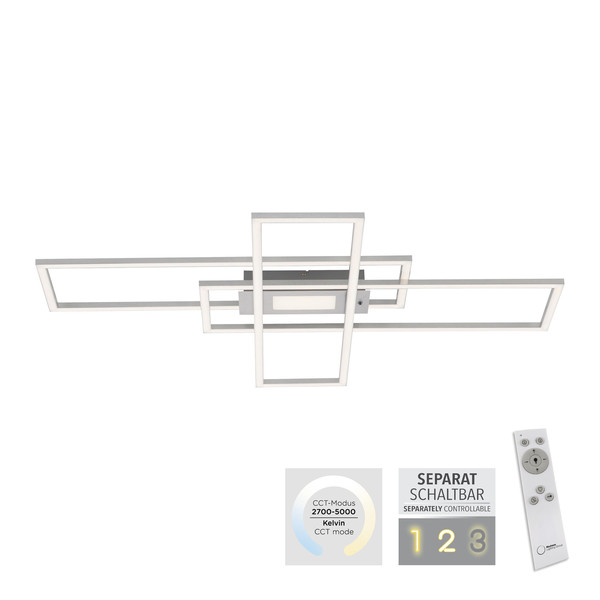 JUST LIGHT ASMIN LED Deckenleuchte CCT Dimmbar 45W stahl 14693-55