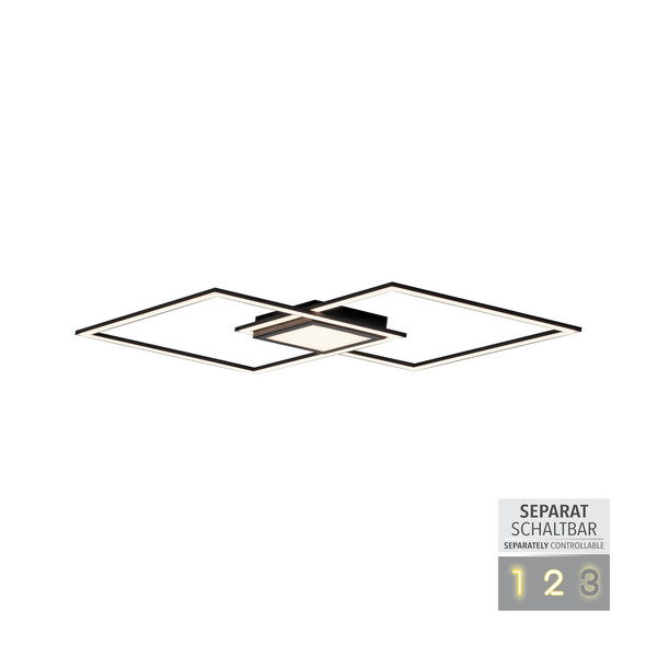 JUST LIGHT ASMIN LED Deckenleuchte Warmweiss 45W schwarz 14695-18