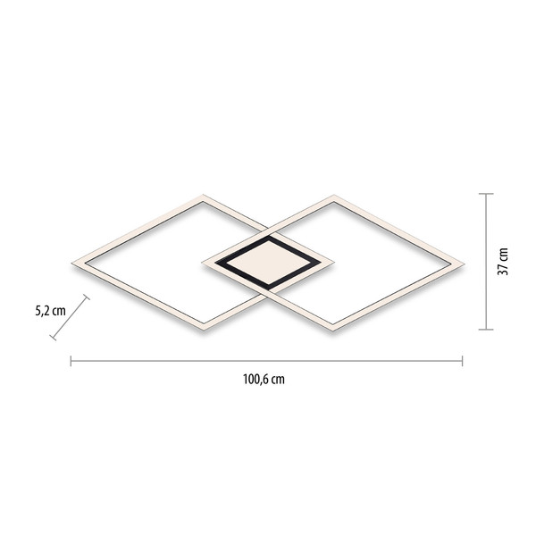 JUST LIGHT ASMIN LED Deckenleuchte Warmweiss 45W schwarz 14695-18
