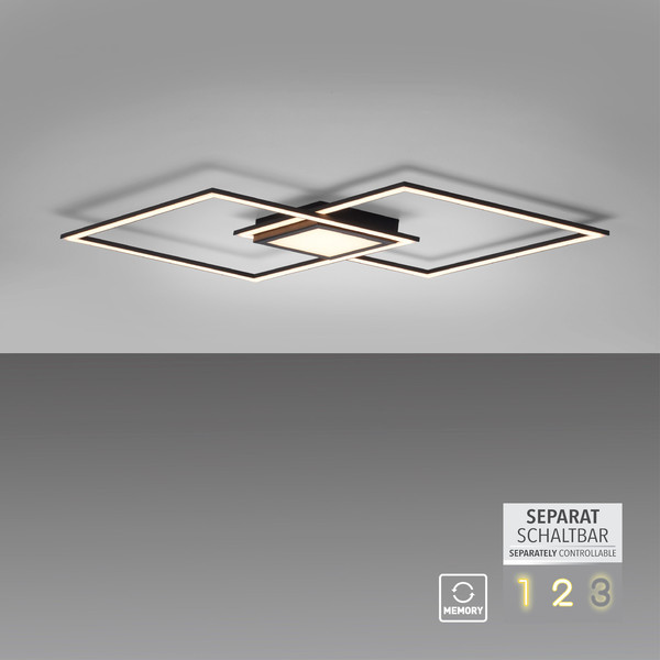 JUST LIGHT ASMIN LED Deckenleuchte Warmweiss 45W schwarz 14695-18