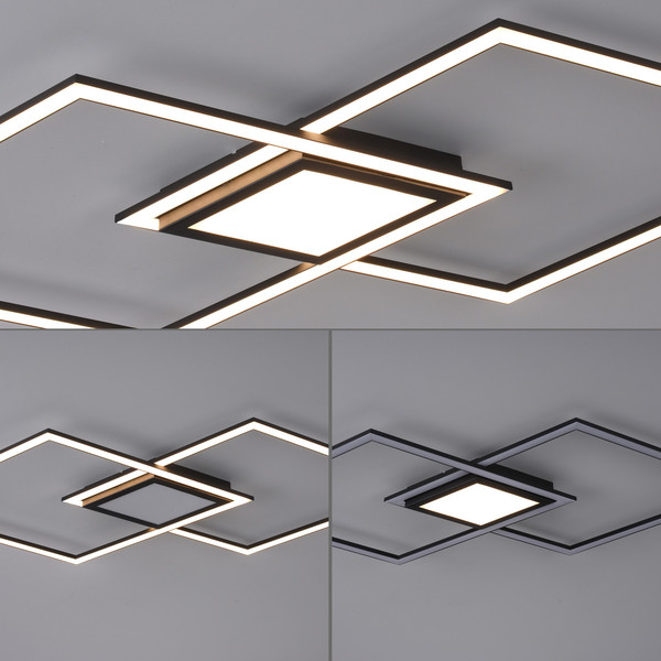 JUST LIGHT ASMIN LED Deckenleuchte Warmweiss 45W schwarz 14695-18