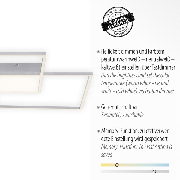 JUST LIGHT ASMIN LED Deckenleuchte CCT Dimmbar 26,5W 3-fach stahl 14712-55