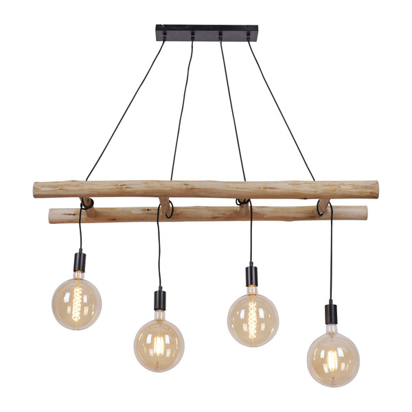 JUST LIGHT EDGAR Pendelleuchte E27 max. 60W 4-fach schwarz 15025-18