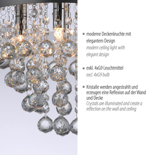 JUST LIGHT KULUNKA Kronleuchter G9 max. 5W 4-fach chrom 15063-17