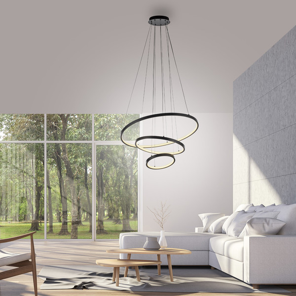 JUST LIGHT CERCHI LED Pendelleuchte Warmweiss 45W schwarz 15070-18