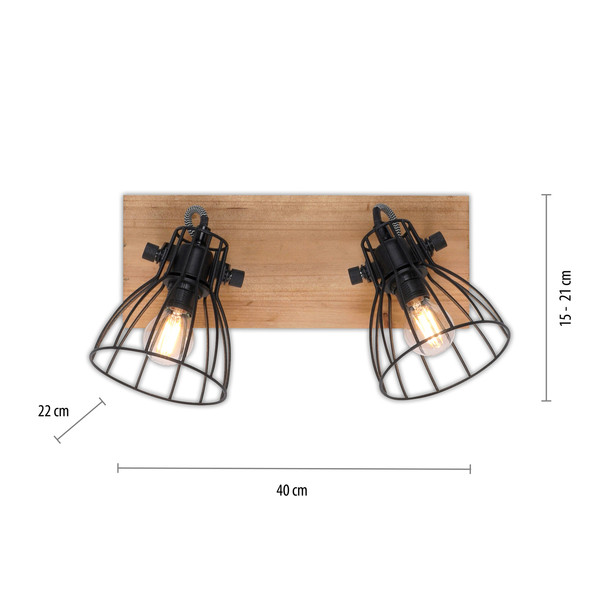 JUST LIGHT TARO Deckenleuchte E14 max. 10W 2-fach schwarz 15118-18