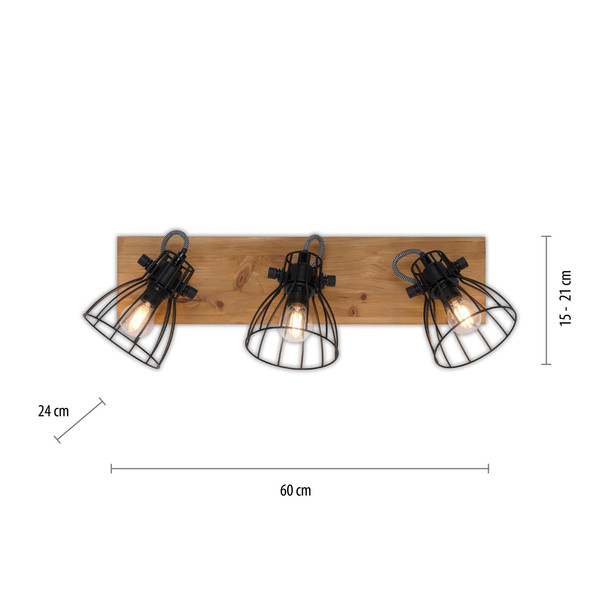 JUST LIGHT TARO Deckenleuchte E14 max. 10W 3-fach schwarz 15119-18