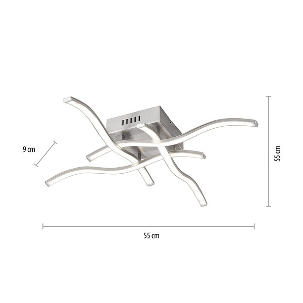 JUST LIGHT WAVE LED Deckenleuchte Warmweiss 4,6W 4-fach Silber/Weiß 15131-55