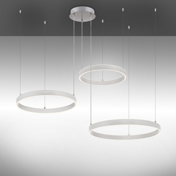 JUST LIGHT LILLUTI LED Pendelleuchte Warmweiss Dimmbar 52W 2-fach stahl 15156-55