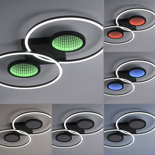 JUST LIGHT TUNEL LED Deckenleuchte CCT Dimmbar 35,8W 2-fach schwarz 15160-18