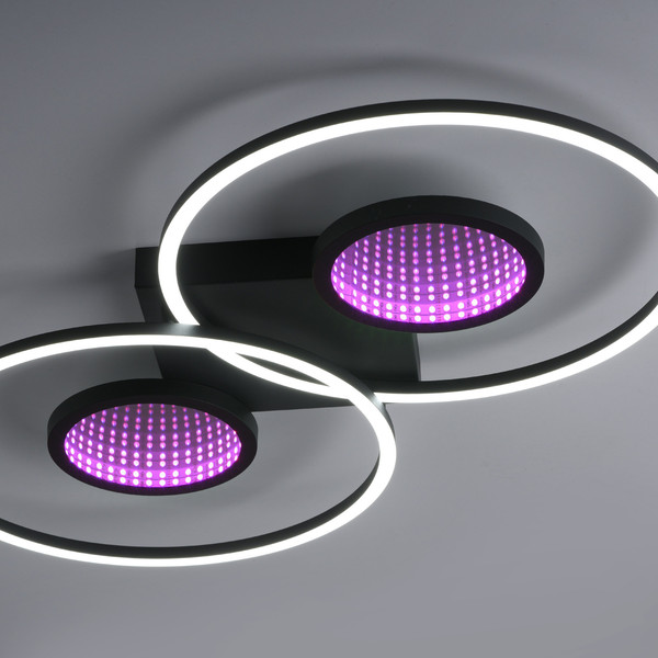 JUST LIGHT TUNEL LED Deckenleuchte CCT Dimmbar 35,8W 2-fach schwarz 15160-18