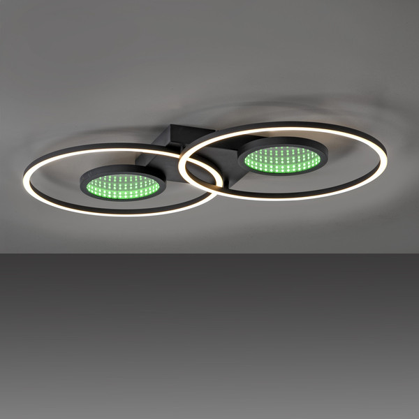 JUST LIGHT TUNEL LED Deckenleuchte CCT Dimmbar 35,8W 2-fach schwarz 15160-18