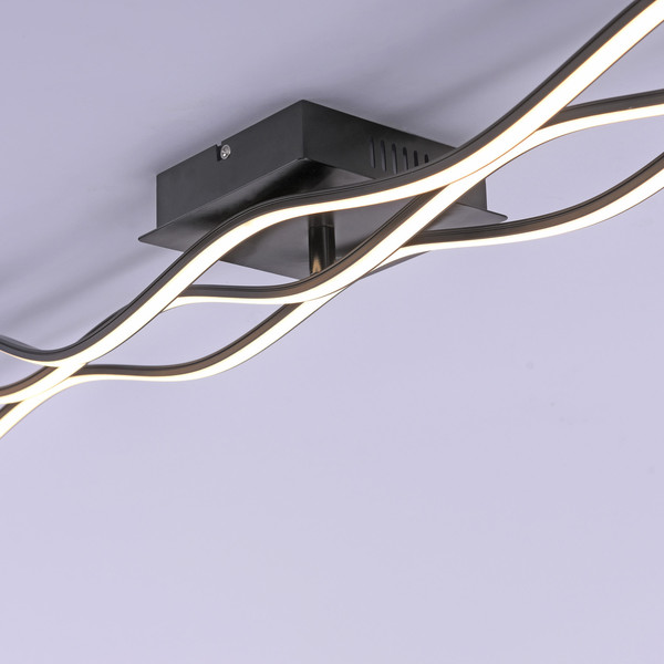 JUST LIGHT WAVE LED Deckenleuchte Warmweiss 29,5W 3-fach schwarz 15167-18