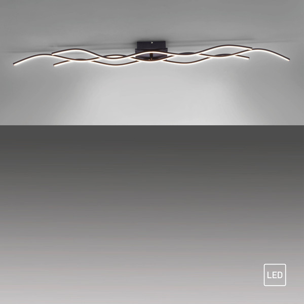 JUST LIGHT WAVE LED Deckenleuchte Warmweiss 29,5W 3-fach schwarz 15167-18