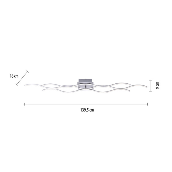 JUST LIGHT WAVE LED Deckenleuchte Warmweiss 29,5W 3-fach stahl 15167-55