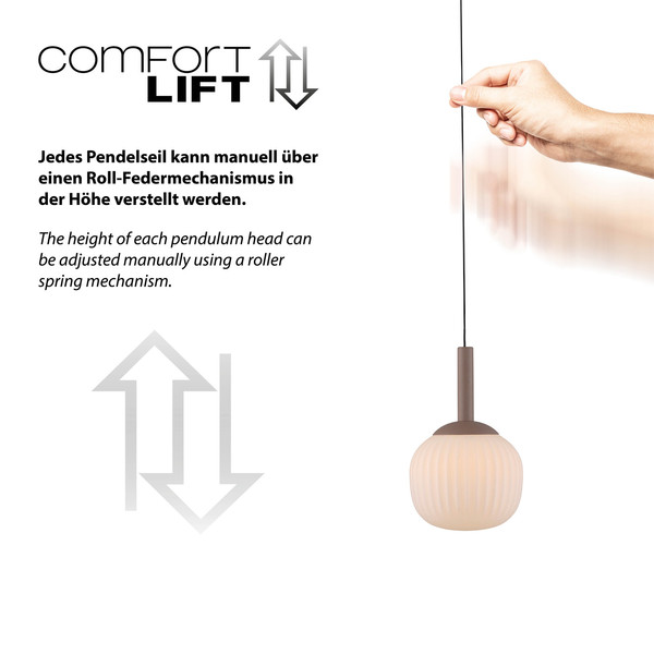 JUST LIGHT NAMI LED Pendelleuchte Warmweiss Dimmbar 15W 3-fach sand 15177-39