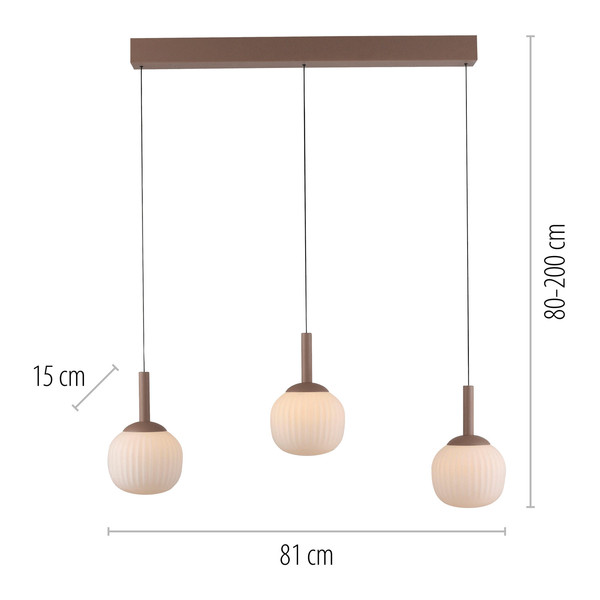 JUST LIGHT NAMI LED Pendelleuchte Warmweiss Dimmbar 15W 3-fach sand 15177-39