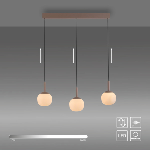 JUST LIGHT NAMI LED Pendelleuchte Warmweiss Dimmbar 15W 3-fach sand 15177-39