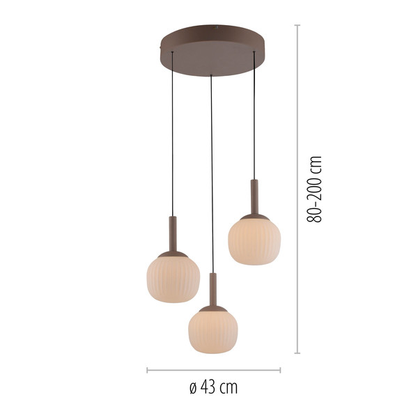 JUST LIGHT NAMI LED Pendelleuchte Warmweiss Dimmbar 15W 3-fach sand 15178-39
