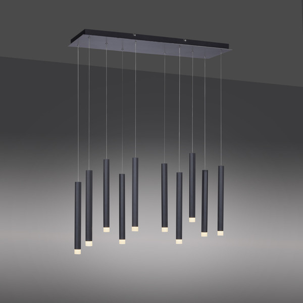 JUST LIGHT BRUNO LED Pendelleuchte Warmweiss 48W 10-fach schwarz 15206-18