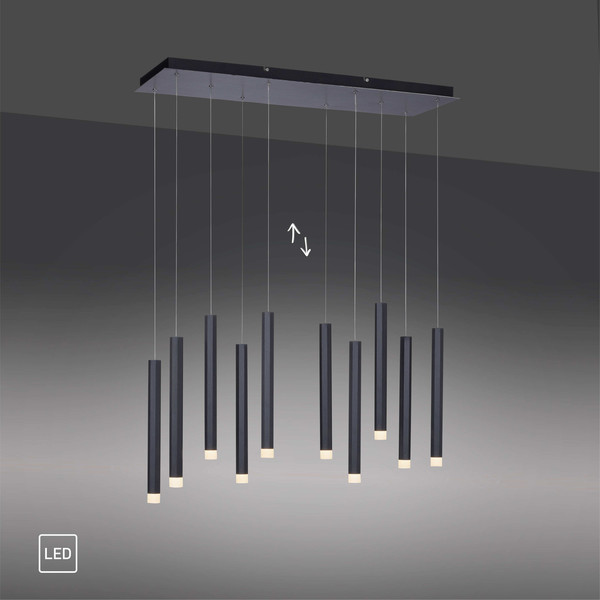 JUST LIGHT BRUNO LED Pendelleuchte Warmweiss 48W 10-fach schwarz 15206-18